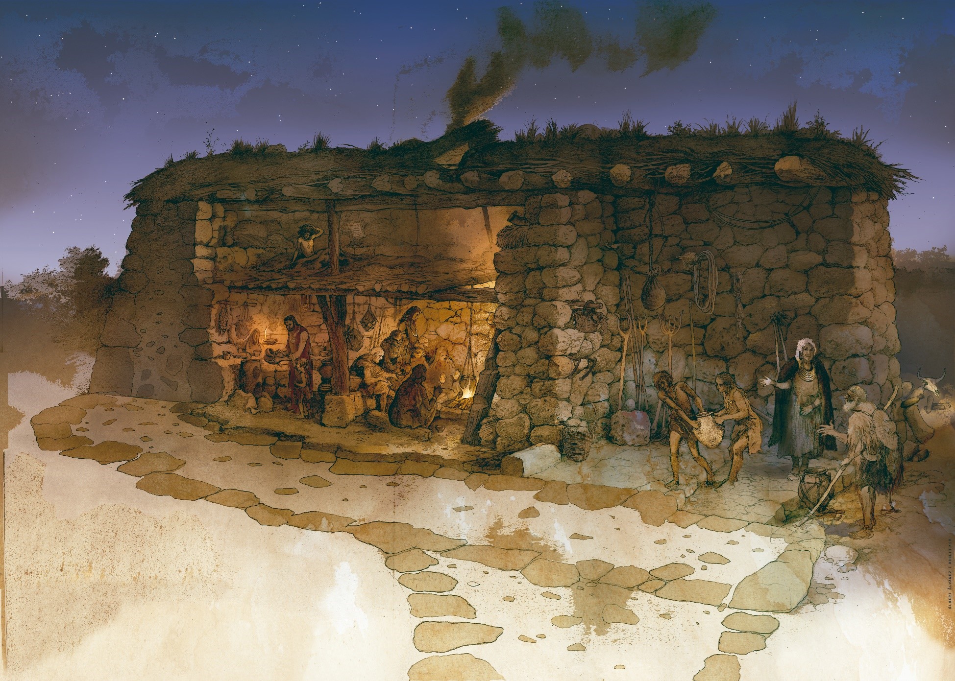 Ilustració d'una vivenda prehistòrica